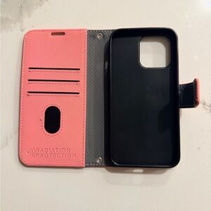 Pink Wallet Folio Phone Case with Radiation Protection